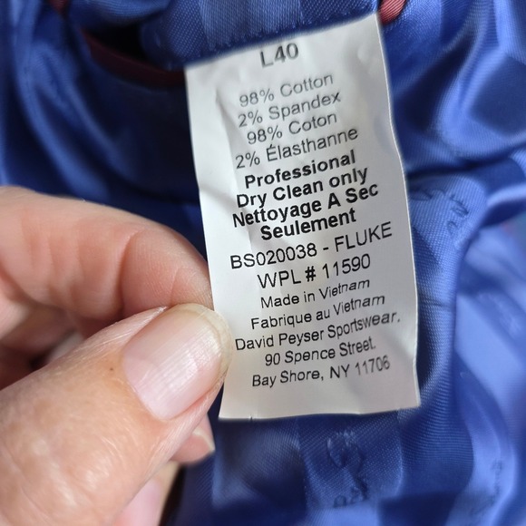 Ben Sherman Mens 40L Blue Fluke Blazer Cotton Spandex Suit Jacket Two Button NWT - Picture 6 of 15